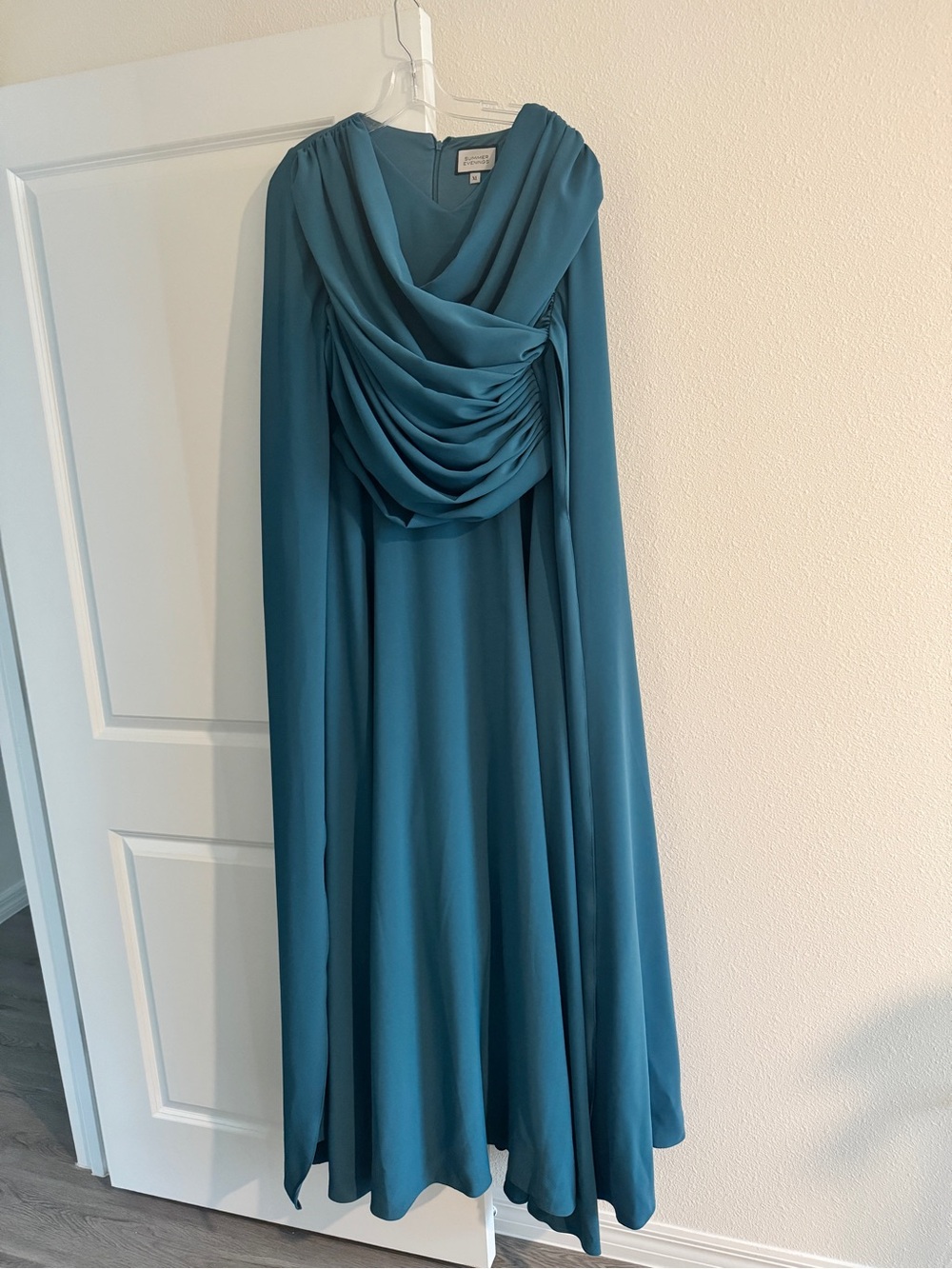 Draped Cowl Maxi Dress in Teal